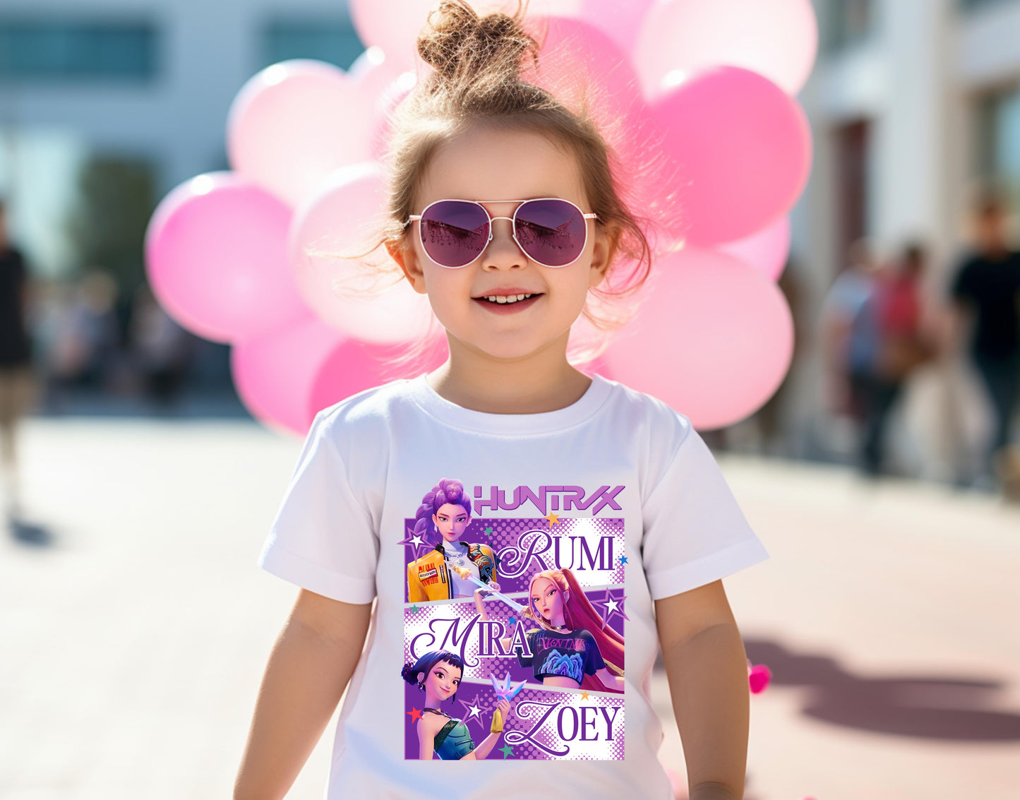 Huntrix Rumi Mira Zoey Graphic Tee – Kids Edition
