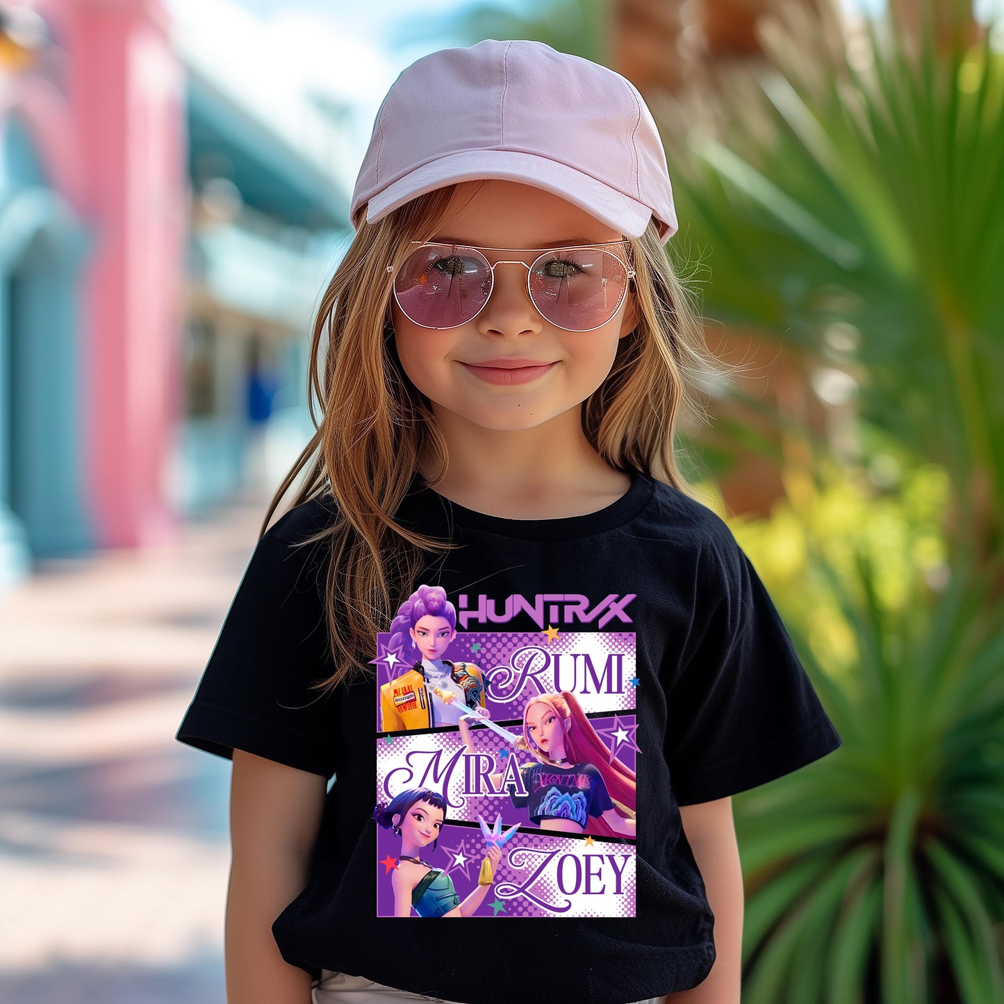 Huntrix Rumi Mira Zoey Graphic Tee – Kids Edition