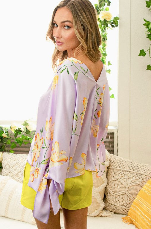 Romantic Floral Bell Sleeve Blouse
