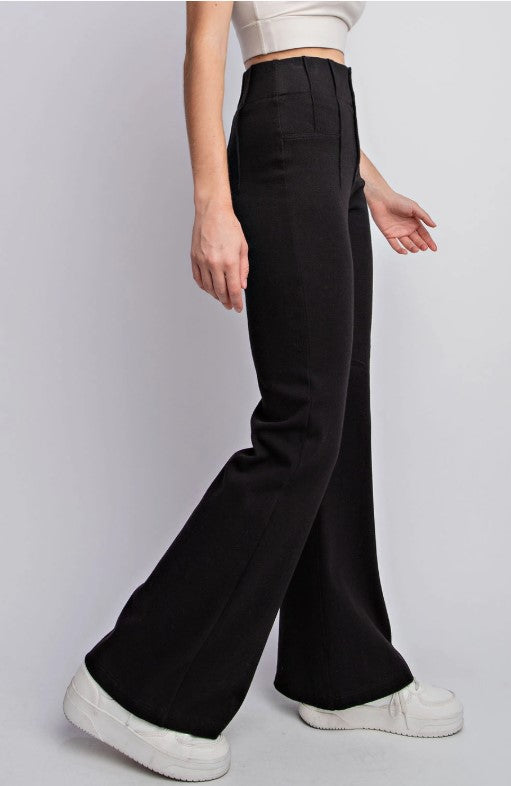 Everyday Flare Pants-Black Twill