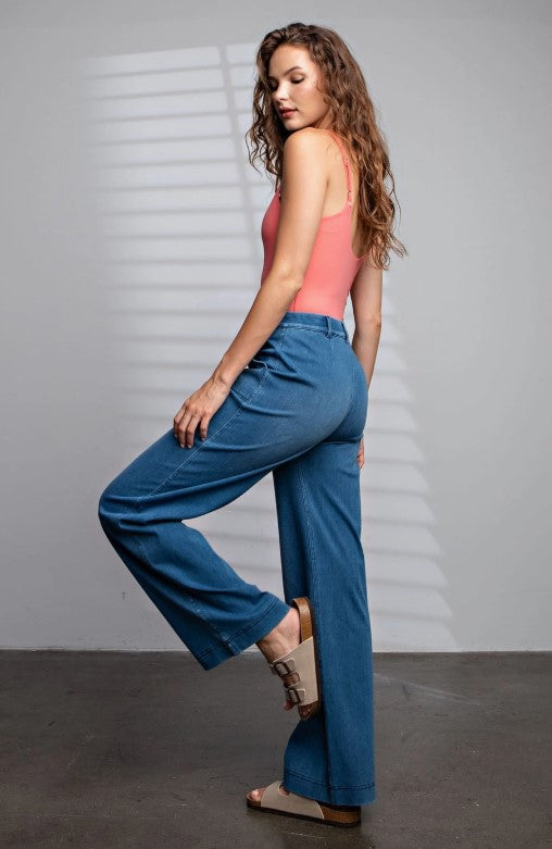 Everyday Ease Wide-Leg Denim Pants