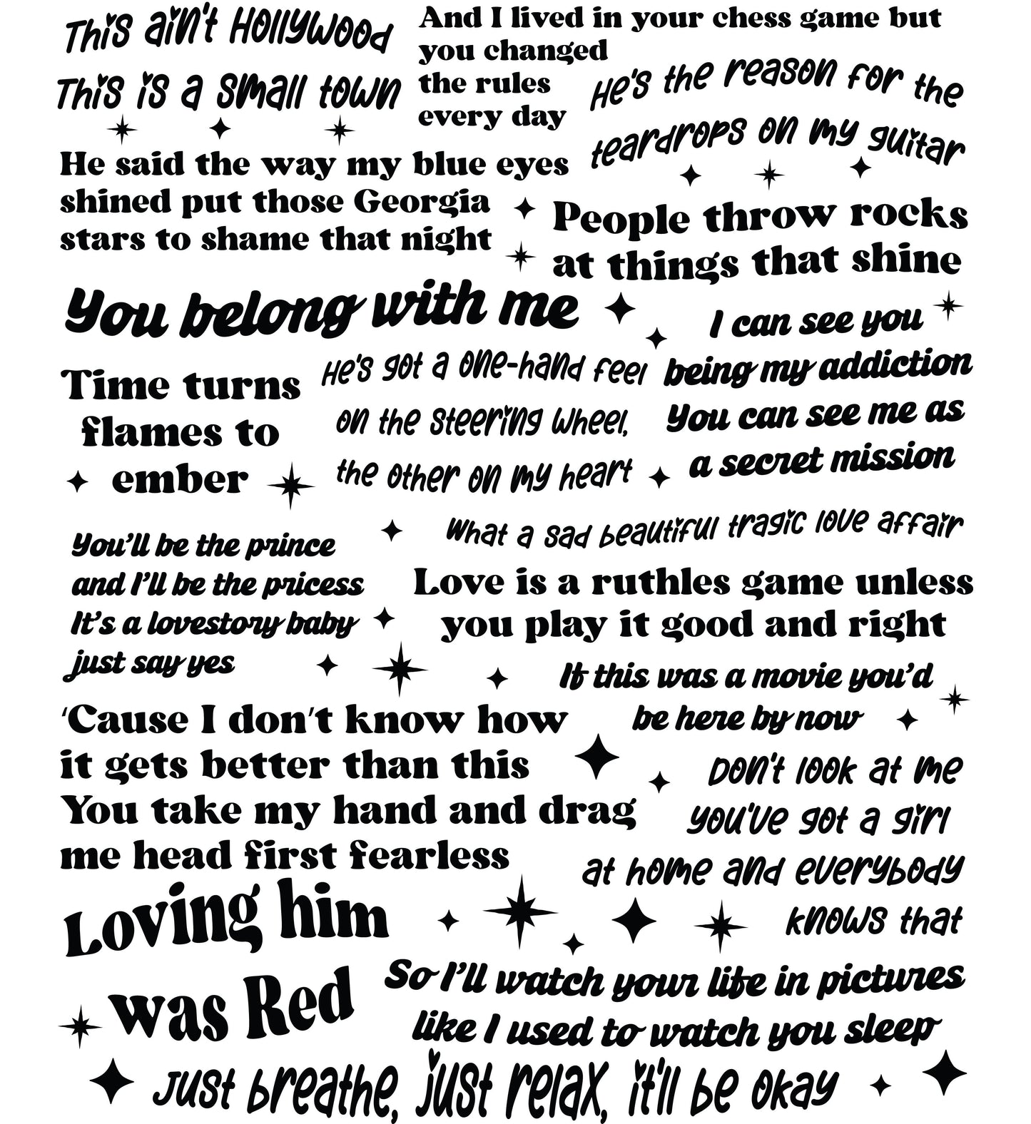 Taylor Swift Lyrics T-Shirt (Early Era)