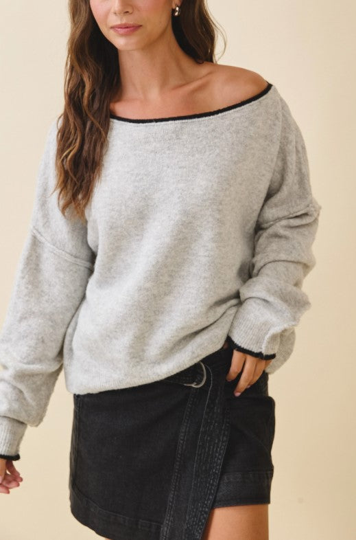The Cloud Pullover-Fuzzy Off The Shoulder Sweater