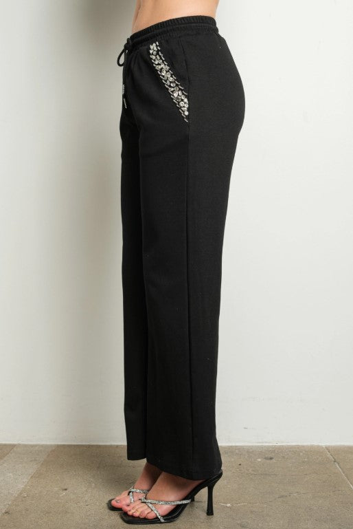 Midnight Luxe Embellished Jogger Pants