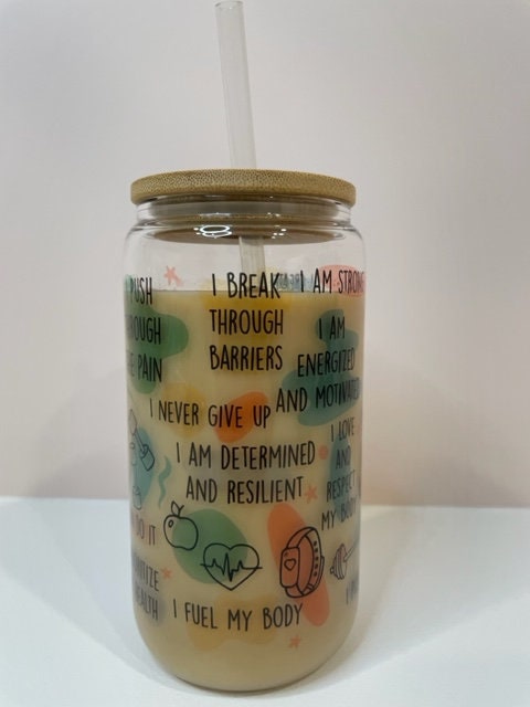 My Daily Workout Affirmations Glass Can