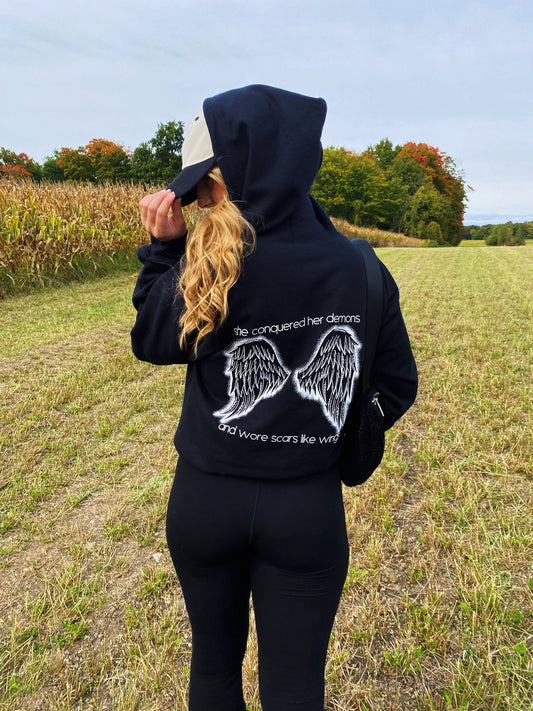 She Conquered Her Demons And Wore Scars Like Wings Zip Hoodie