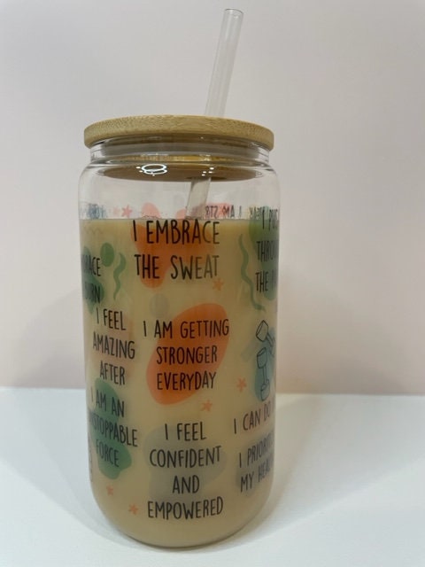 My Daily Workout Affirmations Glass Can