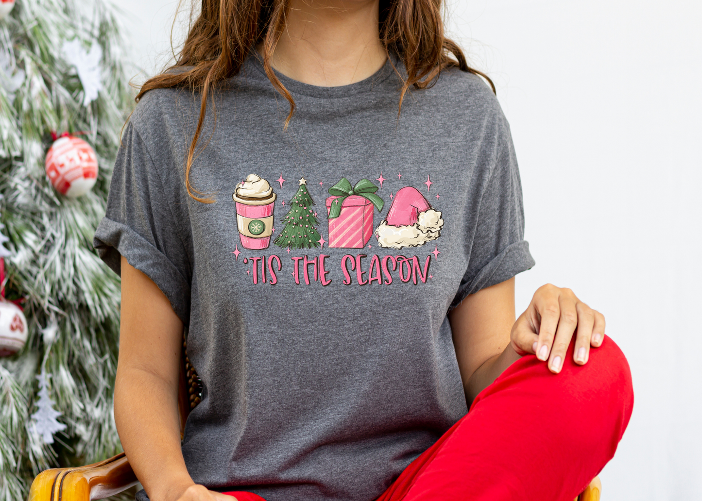 ‘Tis The Season Graphic Tee – Pink Holiday Edition