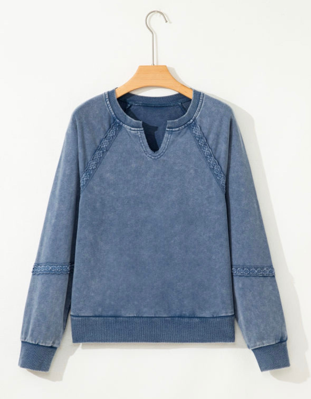 Vintage Wash Lace-Trim Sweatshirt