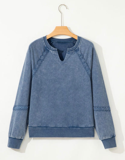 Vintage Wash Lace-Trim Sweatshirt