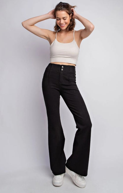 Everyday Flare Pants-Black Twill