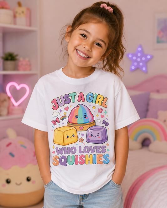 Just a Girl Who Loves Squishies Kids T-Shirt | Cute Kawaii Graphic Tee