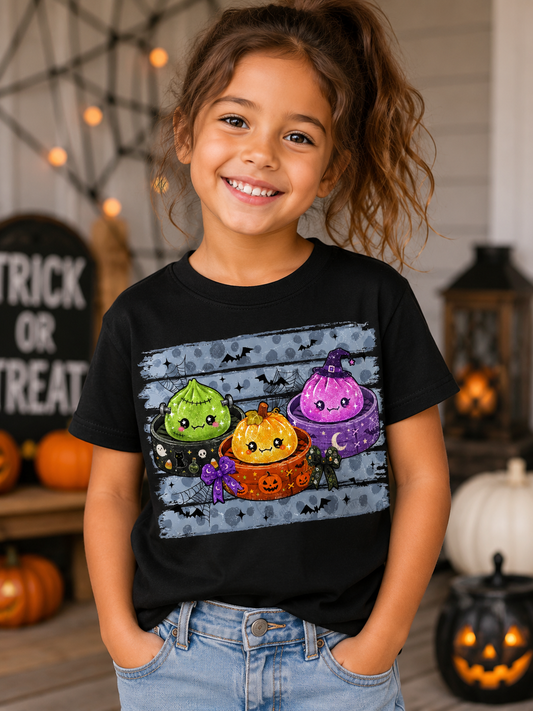 Kawaii Halloween Squishies Kids T-Shirt | Cute Spooky Pumpkin Graphic Tee