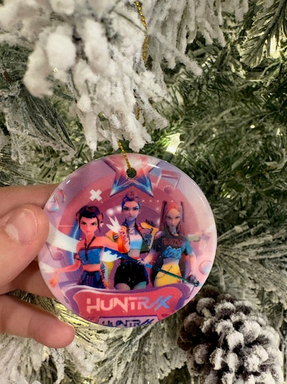 K-Pop Huntrix Ceramic Ornament | 2.75" Sublimated Christmas Tree Decor