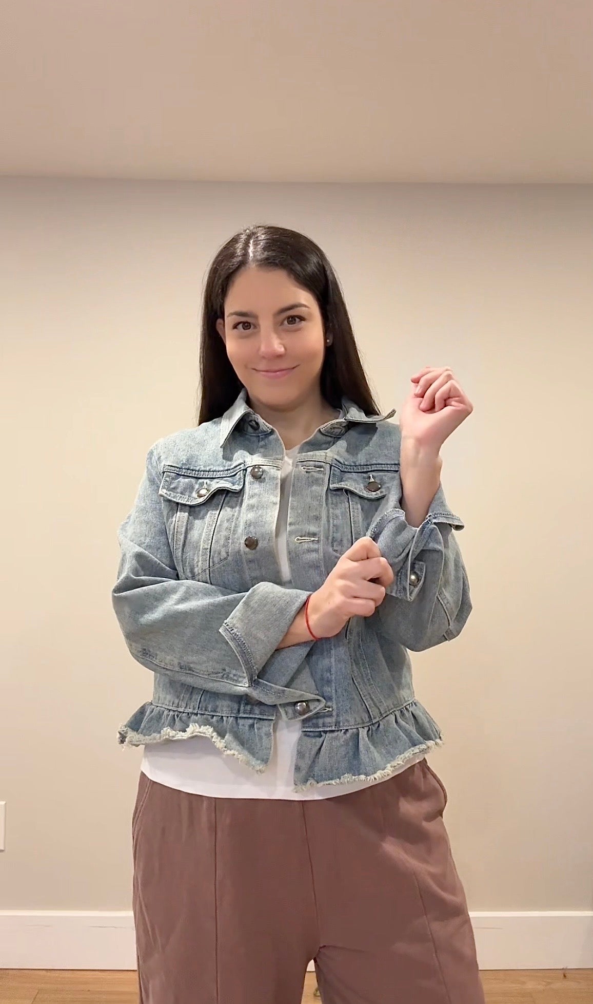 Ruffle Hem Denim Jacket – Light Wash Jean Jacket