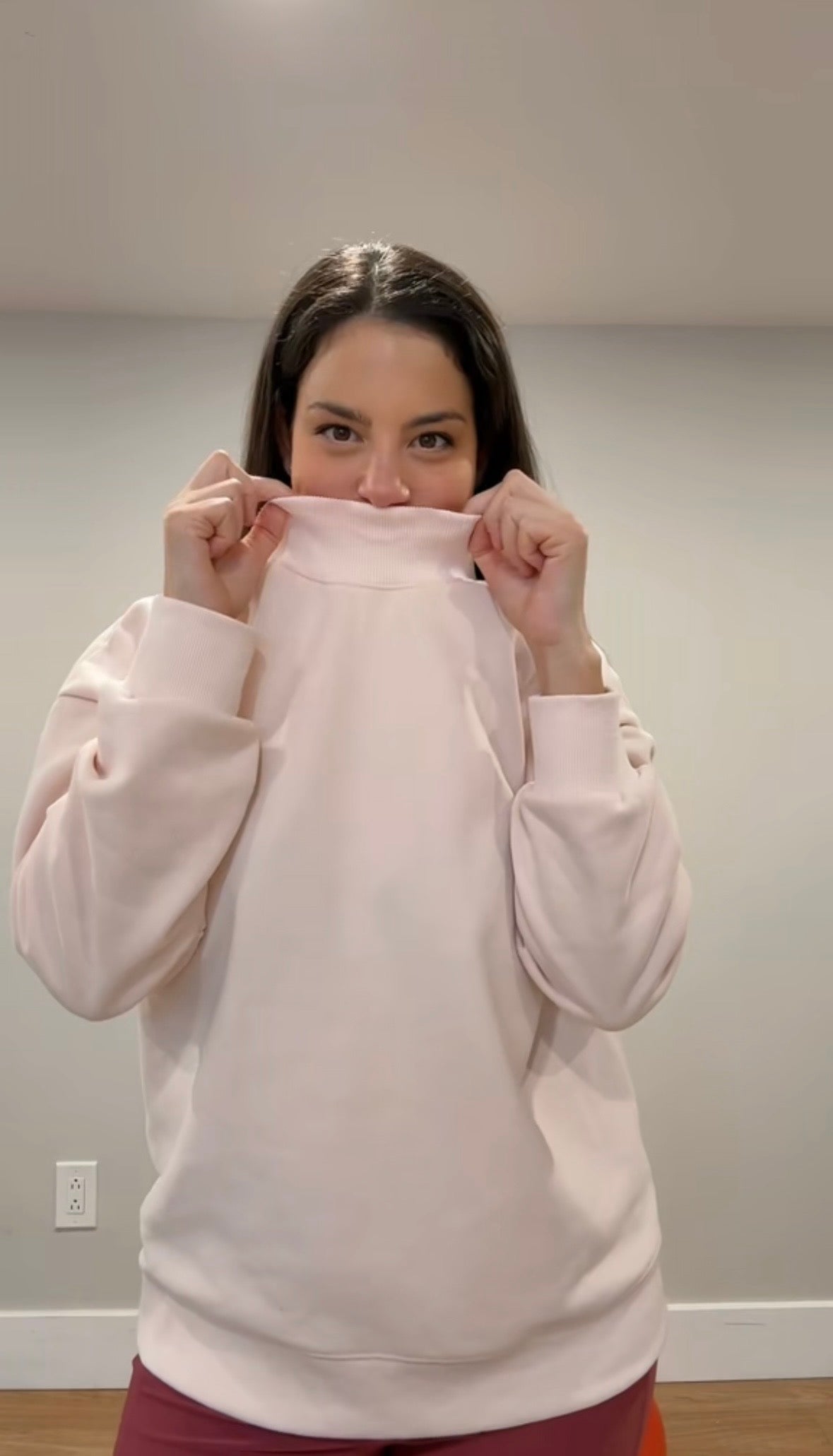 Apricot Pink Mock Neck Sweater