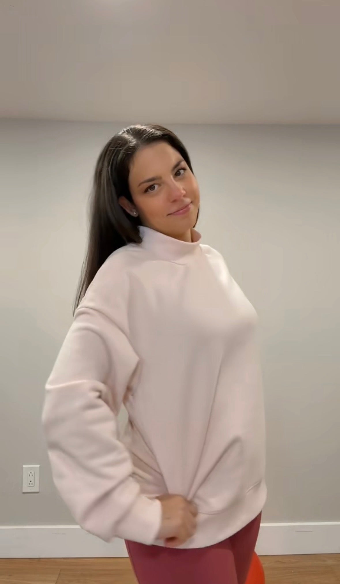 Apricot Pink Mock Neck Sweater