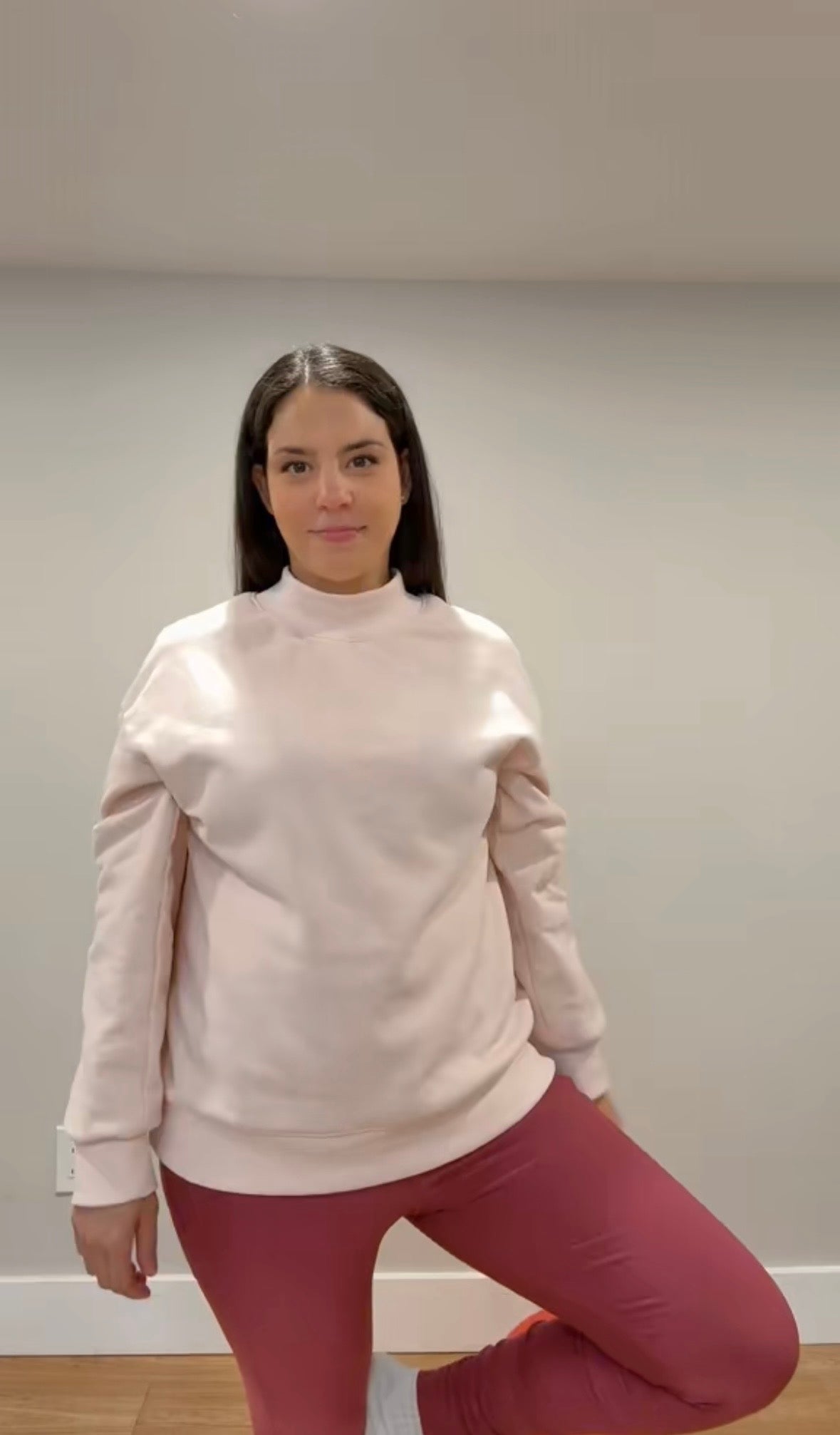 Apricot Pink Mock Neck Sweater