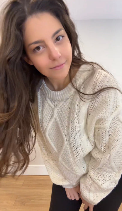 Cozy Cable Knit Sweater – Ivory