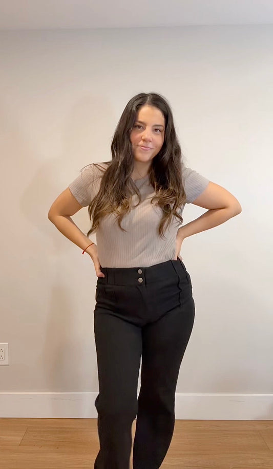 Everyday Flare Pants-Black Twill