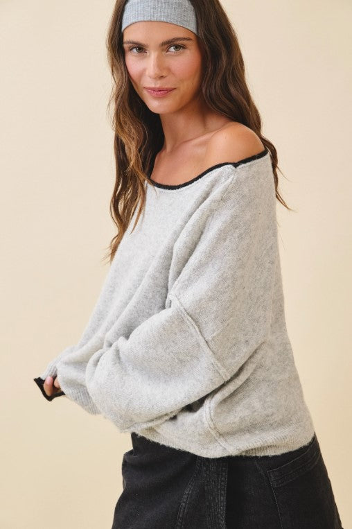 The Cloud Pullover-Fuzzy Off The Shoulder Sweater