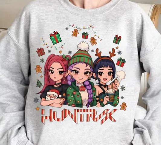 Huntrix Kids Christmas Sweater | K-Pop Holiday Crewneck | Cute Cozy Anime Sweatshirt