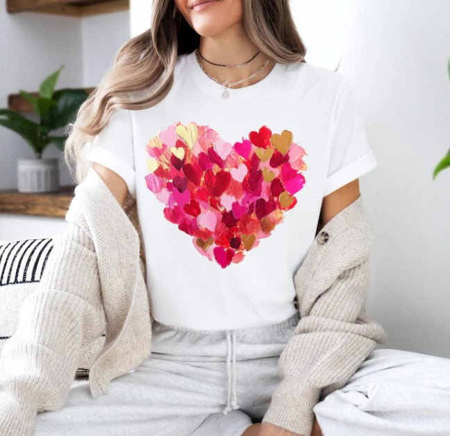 Painted Heart Graphic Tee – Valentine Heart Shirt