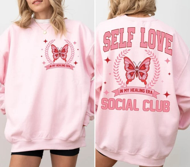 Self Love Social Club Sweatshirt – In My Healing Era Pink Crewneck