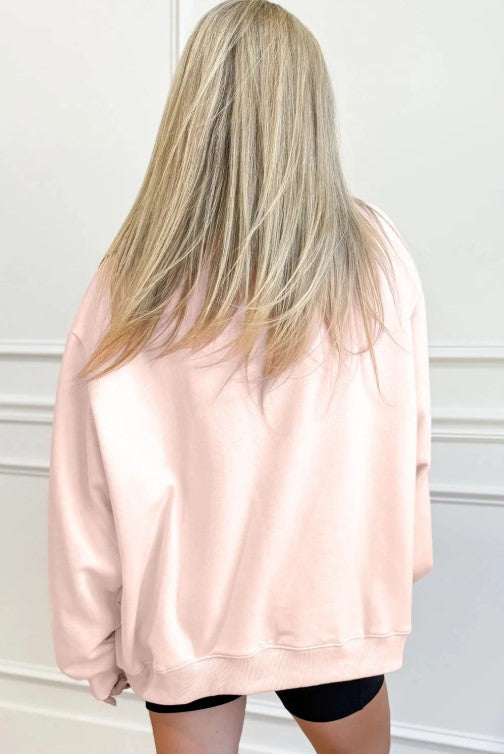 Apricot Pink Mock Neck Sweater