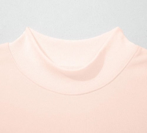 Apricot Pink Mock Neck Sweater