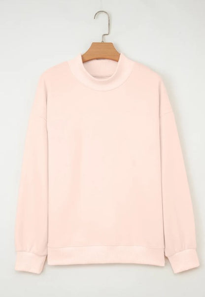 Apricot Pink Mock Neck Sweater