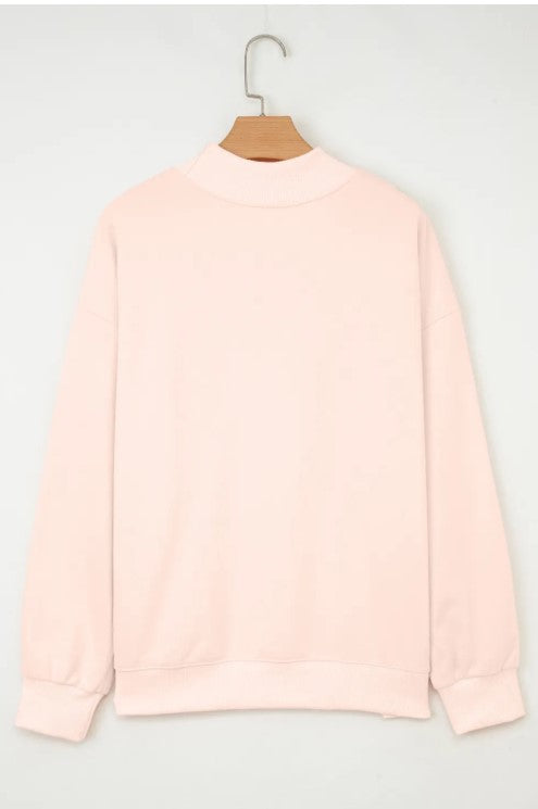 Apricot Pink Mock Neck Sweater