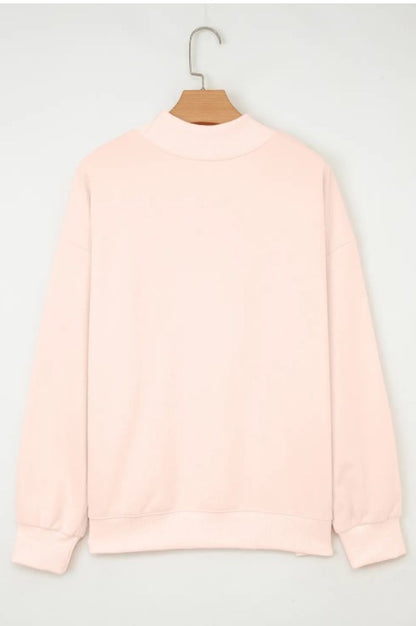 Apricot Pink Mock Neck Sweater