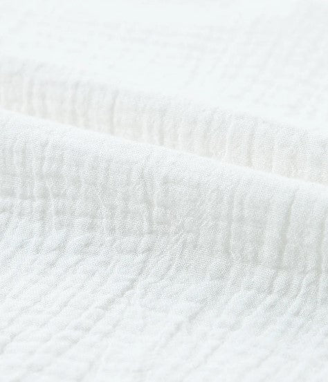 White Cotton Crinkle Lace Sleeve Top