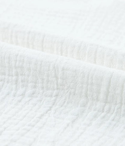 White Cotton Crinkle Lace Sleeve Top