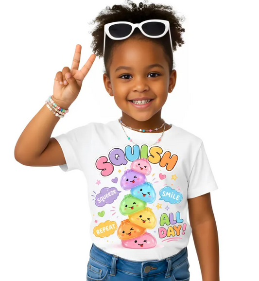 Squish Stack Kids Graphic T-Shirt | Cute Kawaii Squishy Tee for Girls