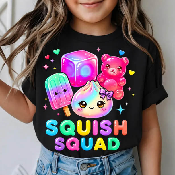 Squish Squad Kids T-Shirt | Cute Kawaii Graphic Tee for Girls