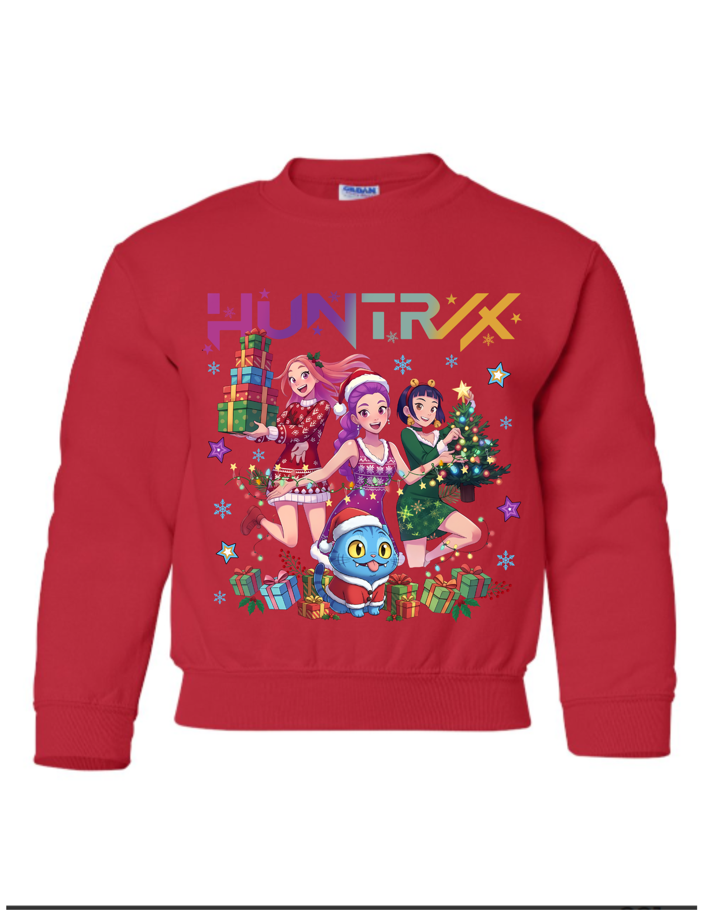 Huntrix Kids Christmas Sweater | K-Pop Holiday Crewneck | Cute Cozy Anime Sweatshirt