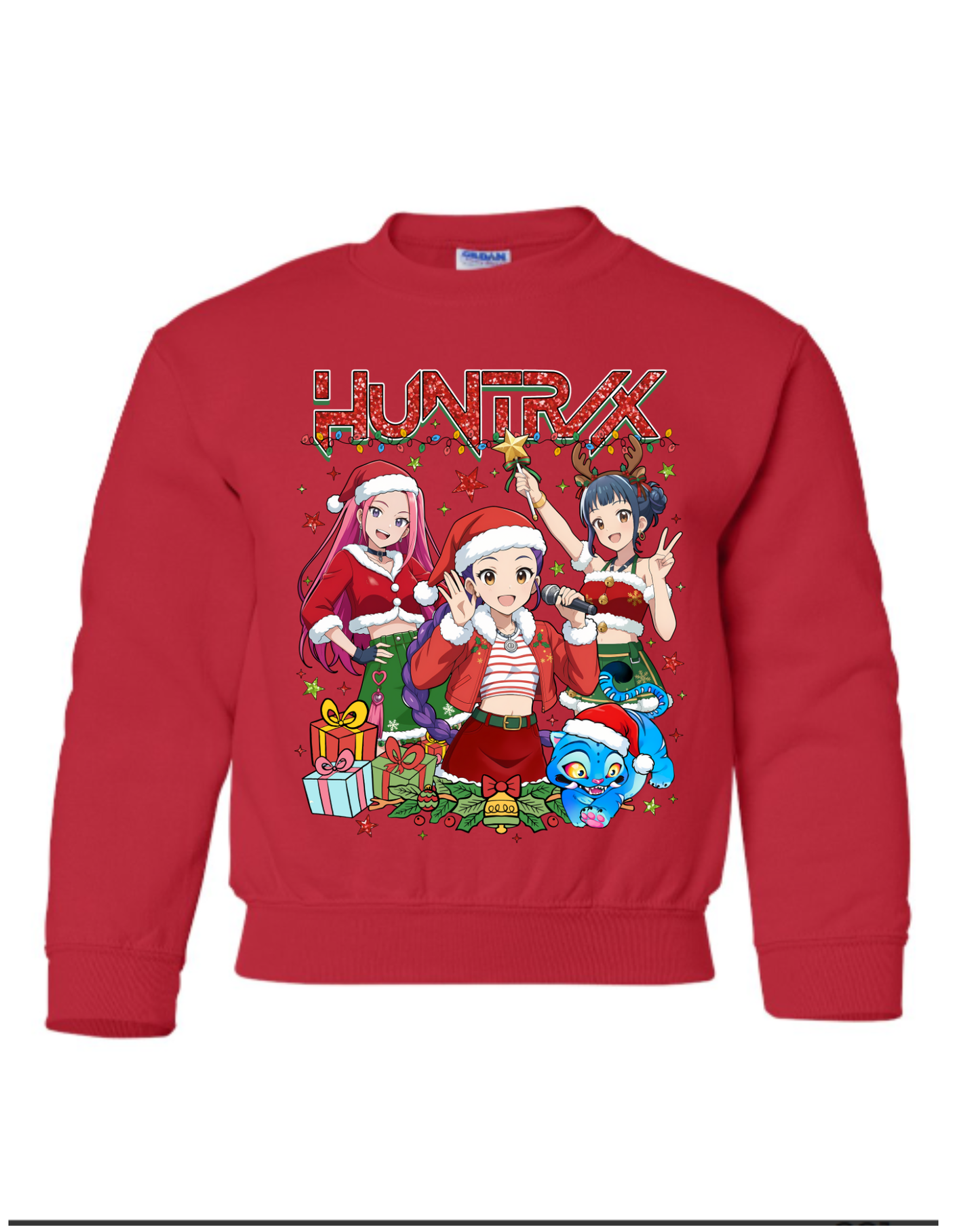 Huntrix Kids Christmas Sweater | K-Pop Holiday Crewneck | Cute Cozy Anime Sweatshirt