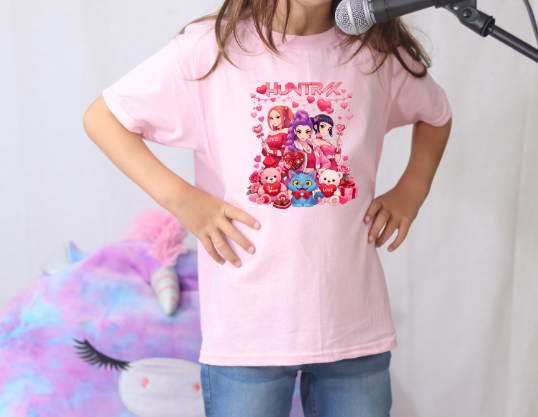 K-Pop Demon Hunters Kids Shirt – Valentine Edition Cute Graphic Tee