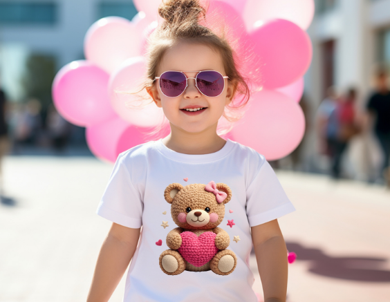 Valentine Teddy Bear Kids Shirt – Cute Heart Bear Graphic Tee