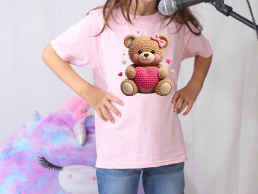 Valentine Teddy Bear Kids Shirt – Cute Heart Bear Graphic Tee