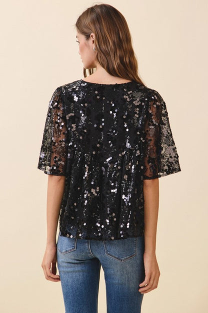 Silver Soirée Sequin Top
