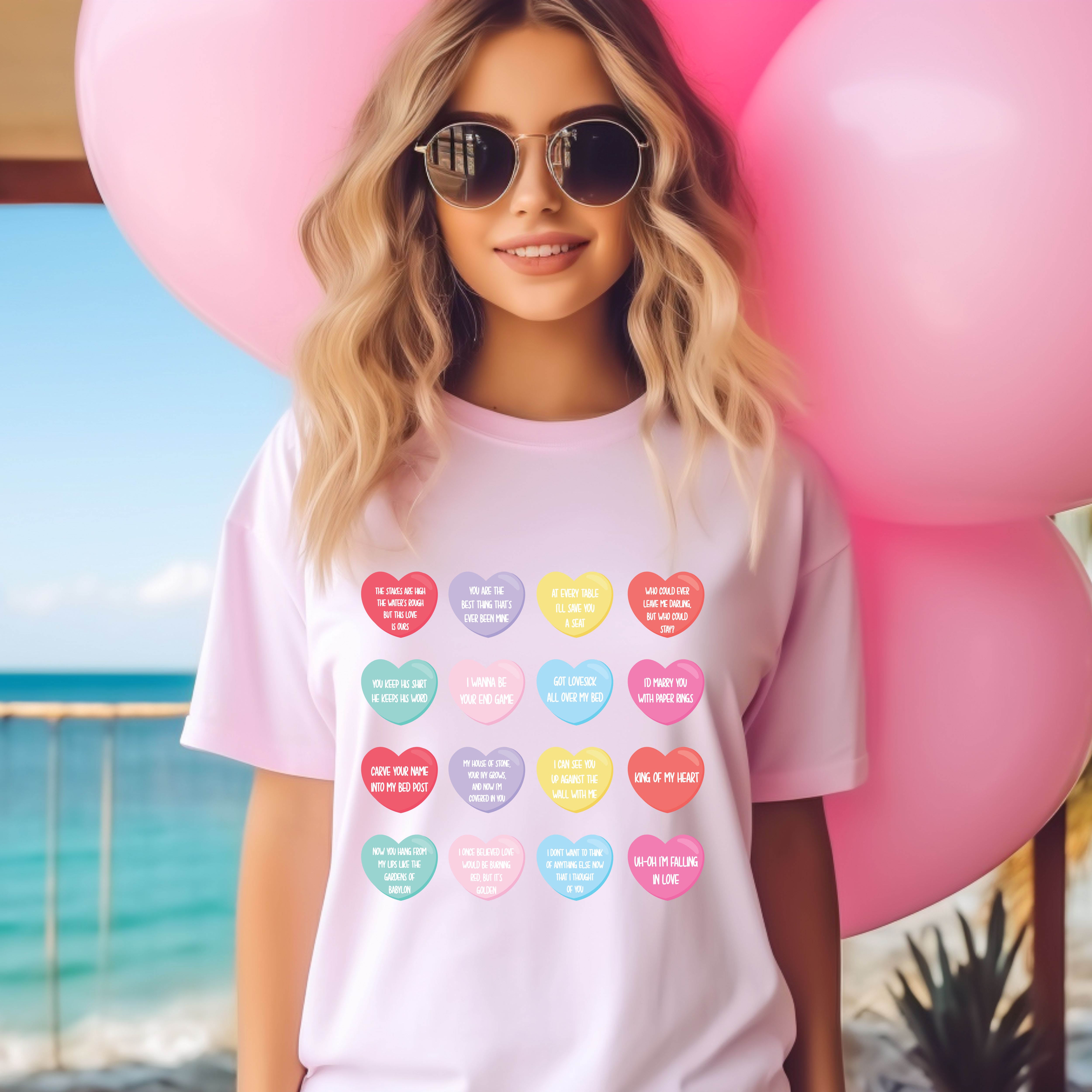 Taylor Swift Candy Hearts Love T Shirt Large