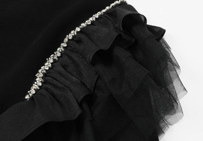 Midnight Tulle & Rhinestone Ruffle Sweatshirt