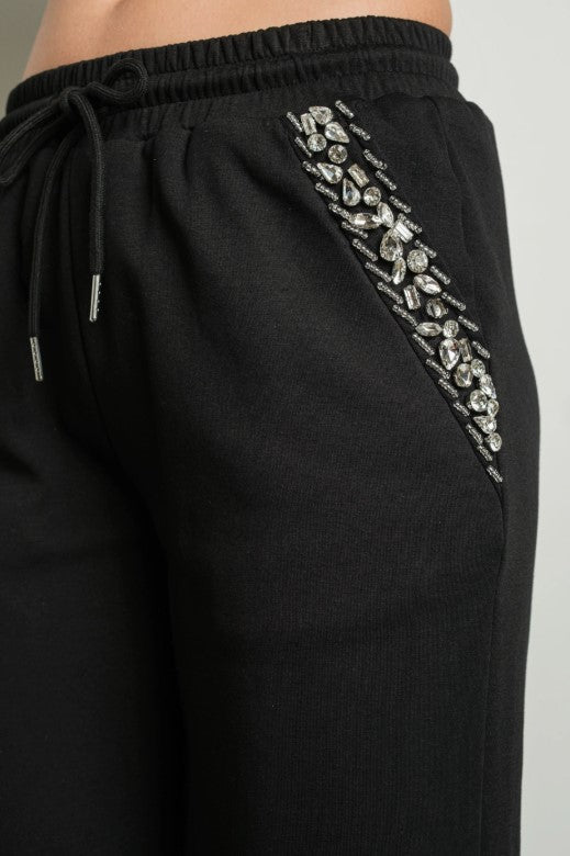 Midnight Luxe Embellished Jogger Pants