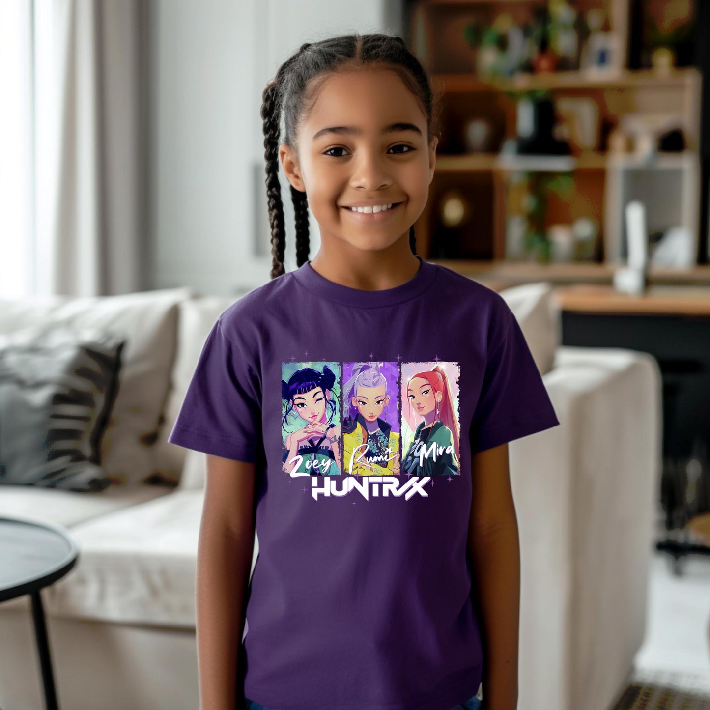 Huntrix Trio Kids T-Shirt | K-Pop Girl Group Graphic Tee | Zoey, Rumi & Mira