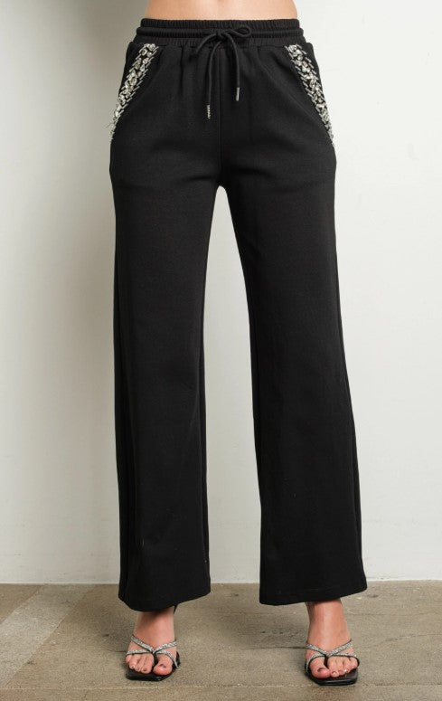 Midnight Luxe Embellished Jogger Pants
