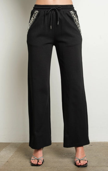 Midnight Luxe Embellished Jogger Pants