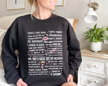 Sabrina Carpenter Lyrics Sweatshirt